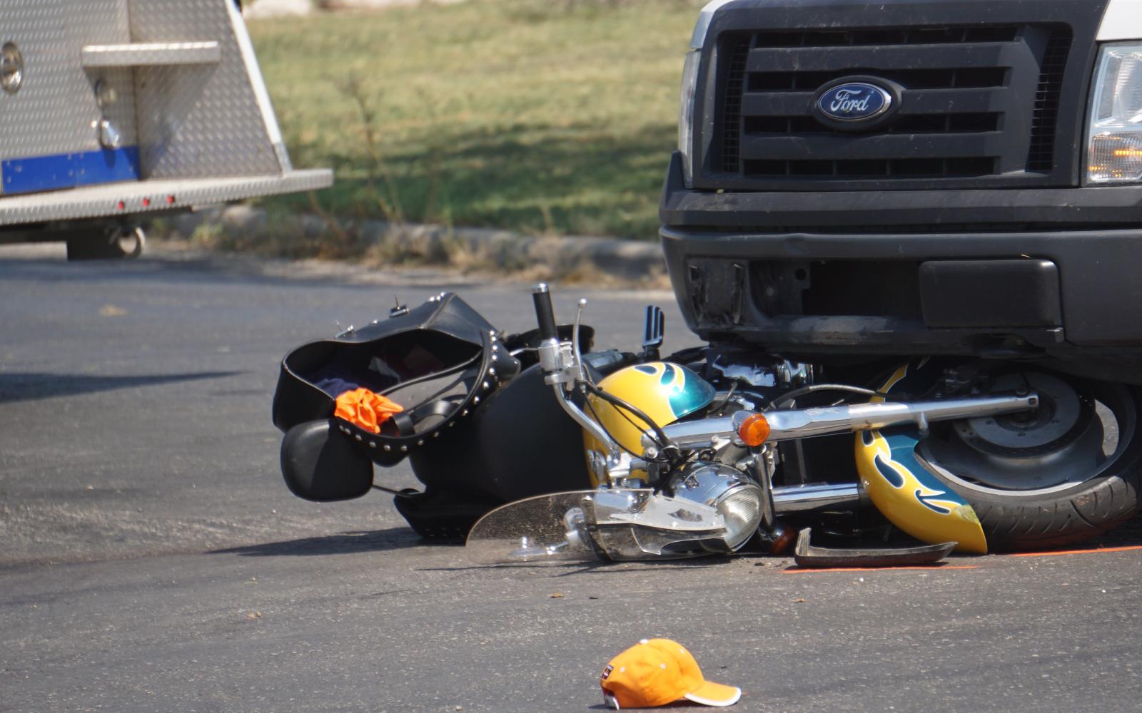 The 2002 Honda Shadow motorcycle that crashed with a Water Department F-150