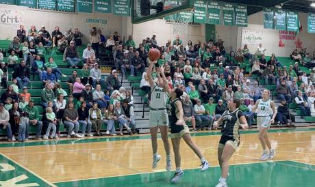 Wall's Kenzzie Covert goes up for a shot against Clyde in 2026.