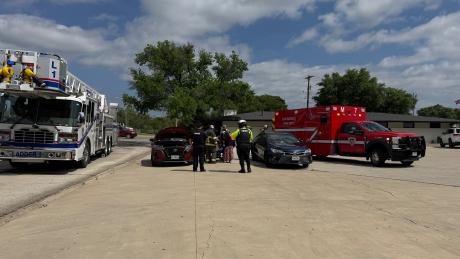 A two-car crash late Monday morning resulted in one person being taken to the hospital.