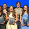 (Back, L-R) Kianna Ortiz, Isabel Gilbert, Ashton Murry; (Front, L-R) Nicora Coleman, Kimberly Tatiana Alvarez, Lizzie Scales, ASU Provost Don Topliff